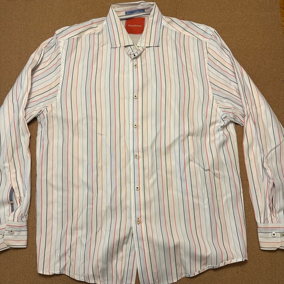 Tommy Bahama Other - Tommy Bahama Button Down Shirt Mens Large White Stripe Long Sleeve Cotton Casual